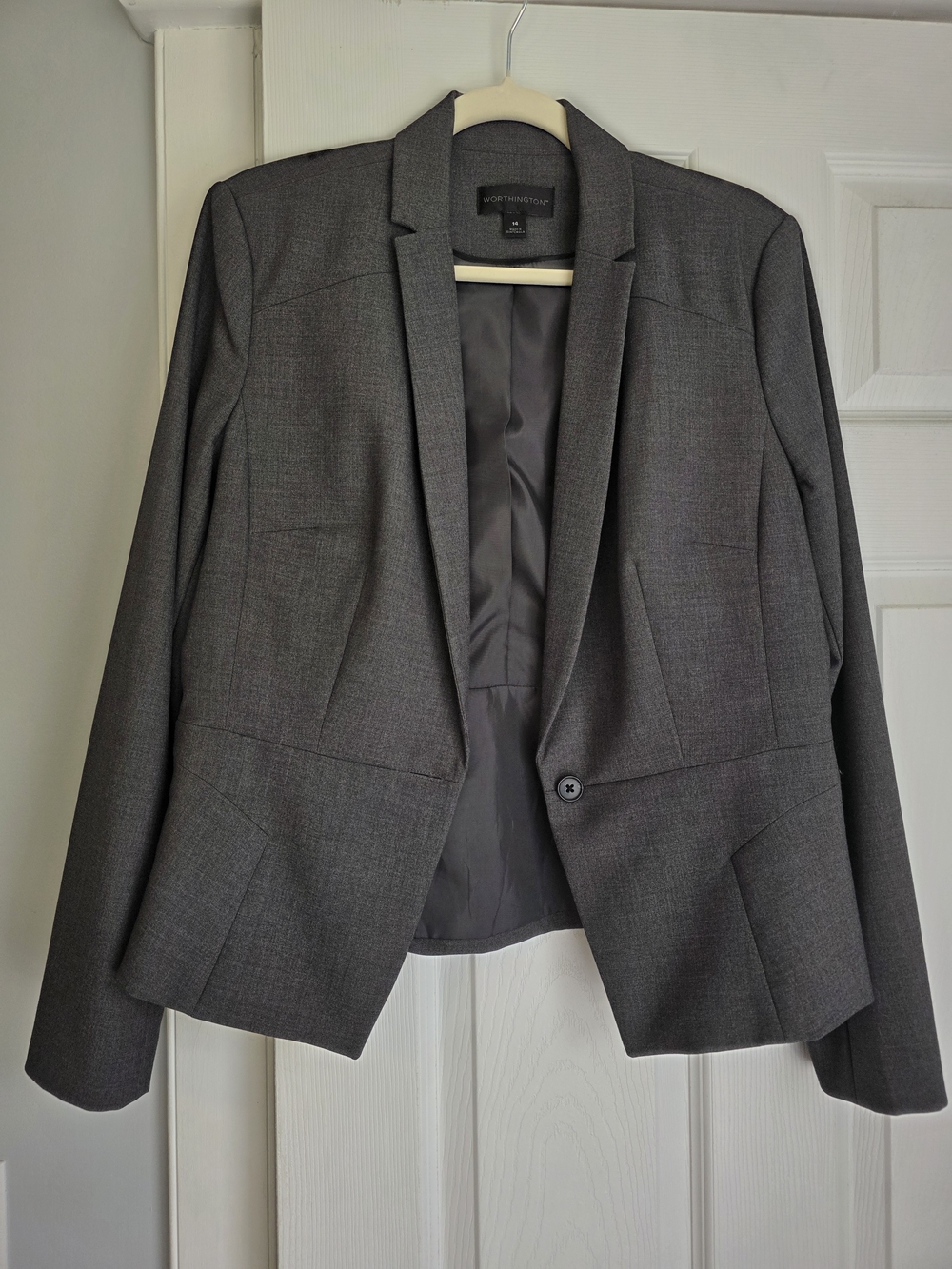 Worthington Dark Gray Single-Button Women's Blazer
